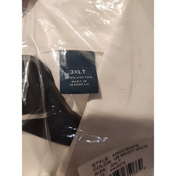 PERRY ELLIS 3XLT big & tall Mens White Short Sleeve Button Down pilot Shirt - Picture 5 of 6